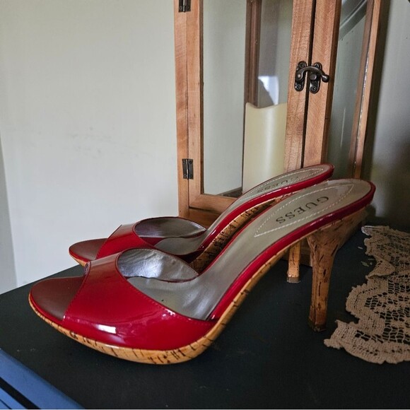 Guess Red Patent Platform Stiletto Heels Women's 8 - Picture 5 of 6